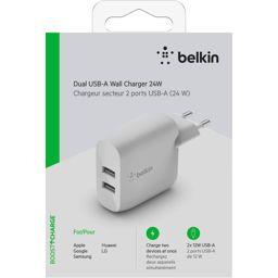 Foto: Belkin Dual USB-A Ladegerät, 24W weiß                  WCB002vfWH