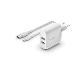 Foto: Belkin Dual USB-A Ladegerät, 24W incl. USB-C Kabel 1m, weiß